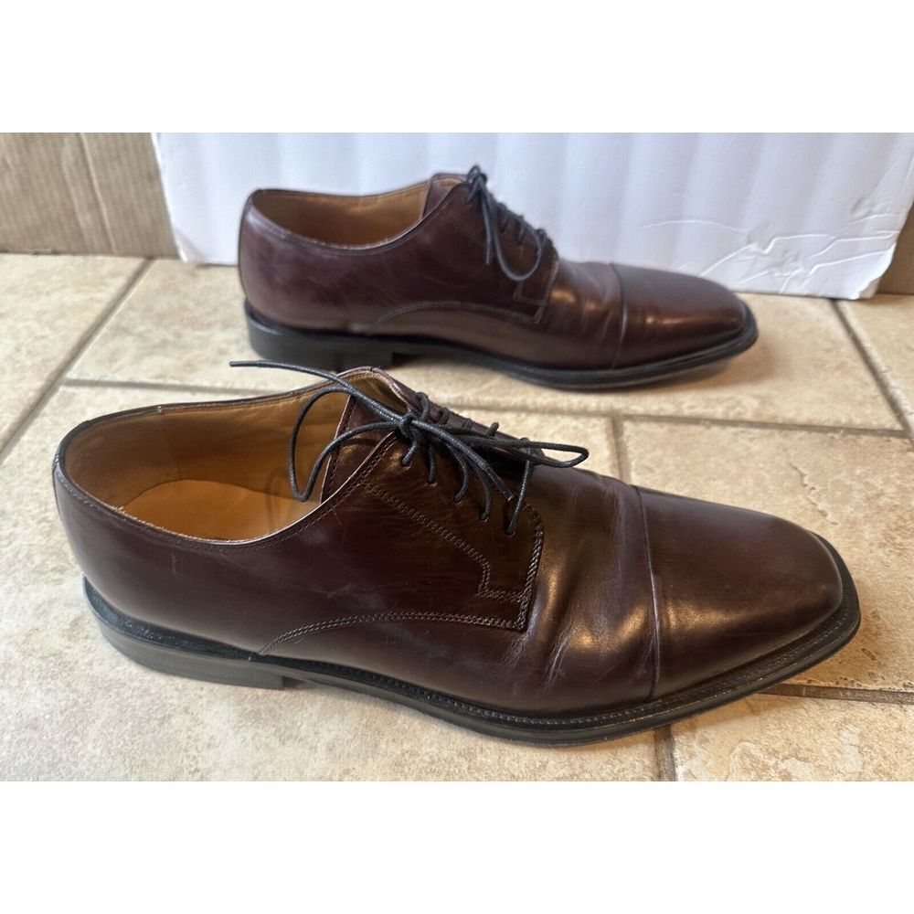 JOHNSTON & MURPHY MENS BROWN ALL LEATHER CAP TOE DRESS SHOE, SIZE‎ 10.5M - Picture 9 of 12